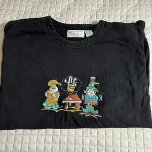 Vtg Malarkey Woman’s‎ Top sz Large Halloween Black Witch Ghost & Friends T-Shirt